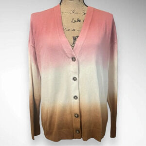 J.JILL Sunset Ombre‎ Dip Dyed Button Up Cardigan Small | EUC